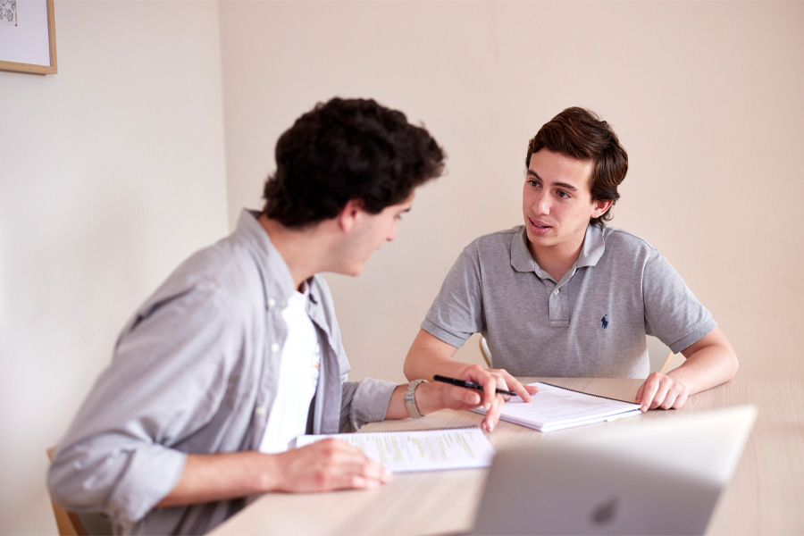 estudiantes universitarios estudian juntos en un piso para estudiantes en pamplona